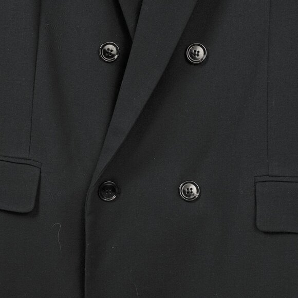 AMI Black Wool Gabardine Double-Breasted Coat - Picture 7 of 11